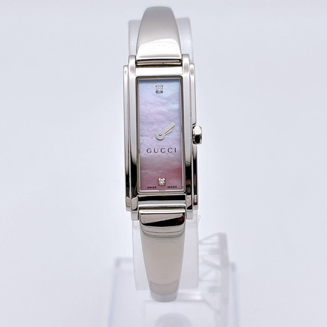 【美品・電池新品】GUCCI 109 ピンク シェル ダイヤ レディース