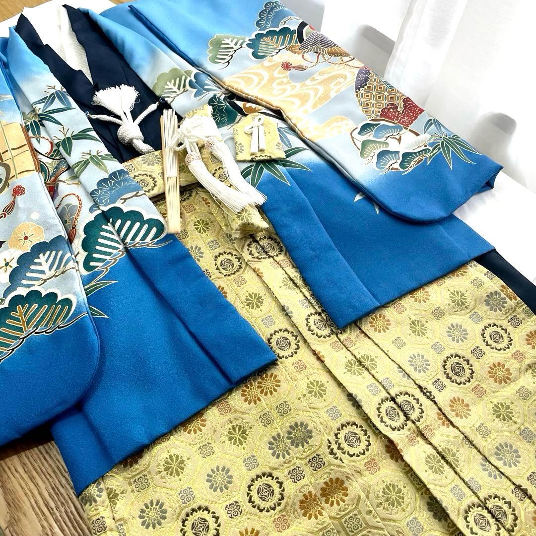 七五三 5歳 男の子 羽織 着物 袴セット【兜】