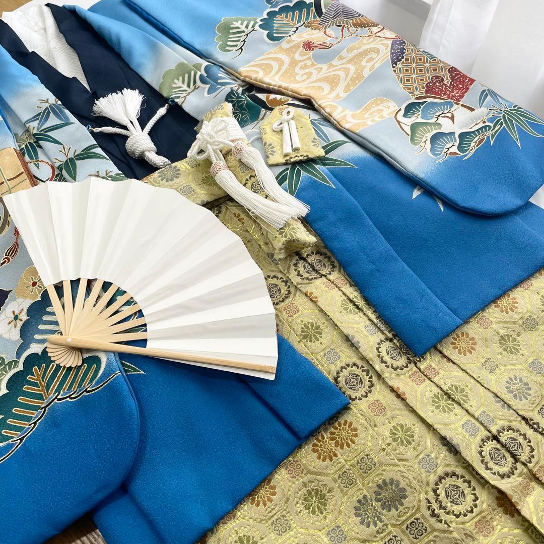 七五三 5歳 男の子 羽織 着物 袴セット【兜】