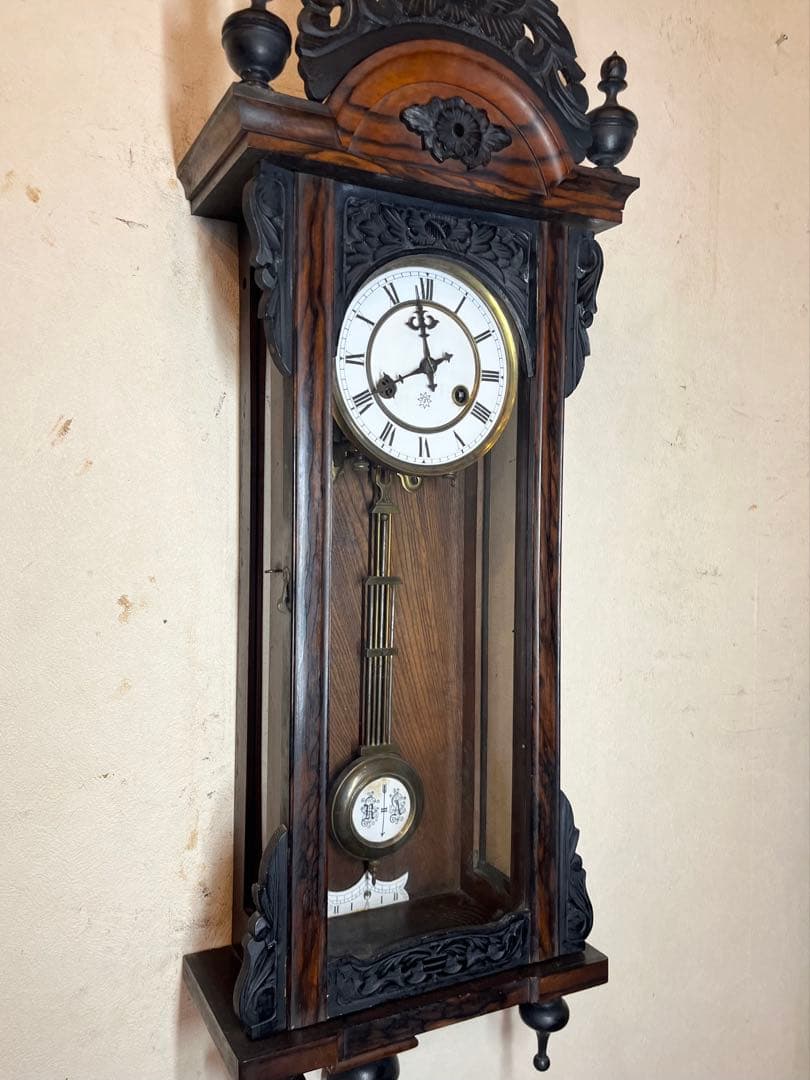 ユンハンス　黒柿　柱時計　古時計　振り子　レトロ　精工舎　ゼンマイ　アンティーク