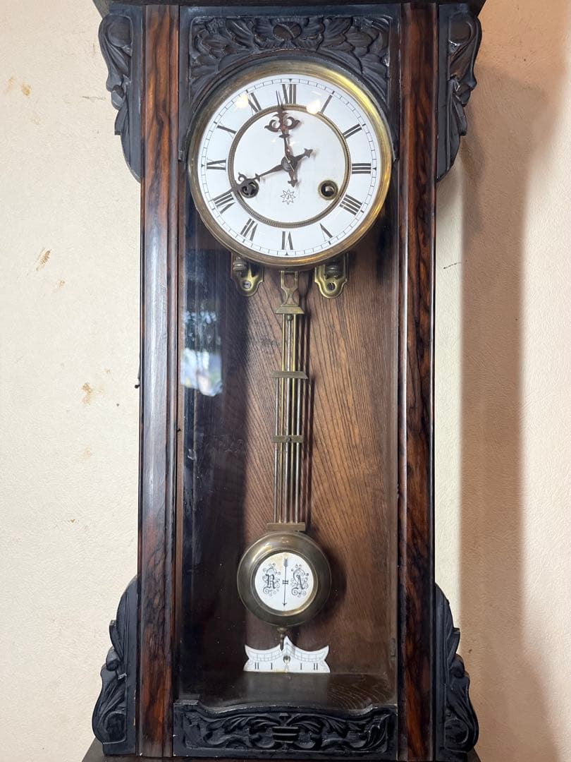 ユンハンス　黒柿　柱時計　古時計　振り子　レトロ　精工舎　ゼンマイ　アンティーク