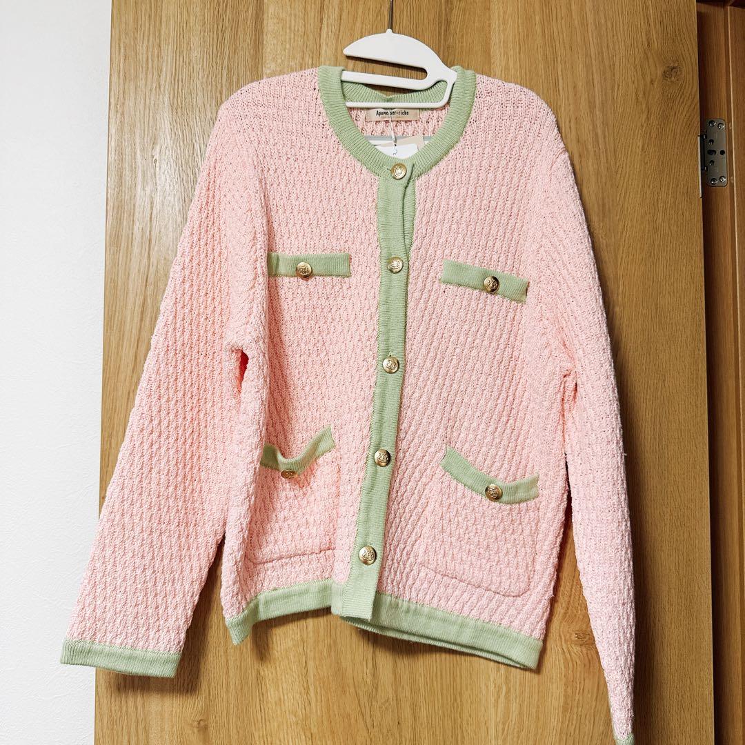 新品★Apuweiser-riche　配色ニットジャケット　カーディガン　M