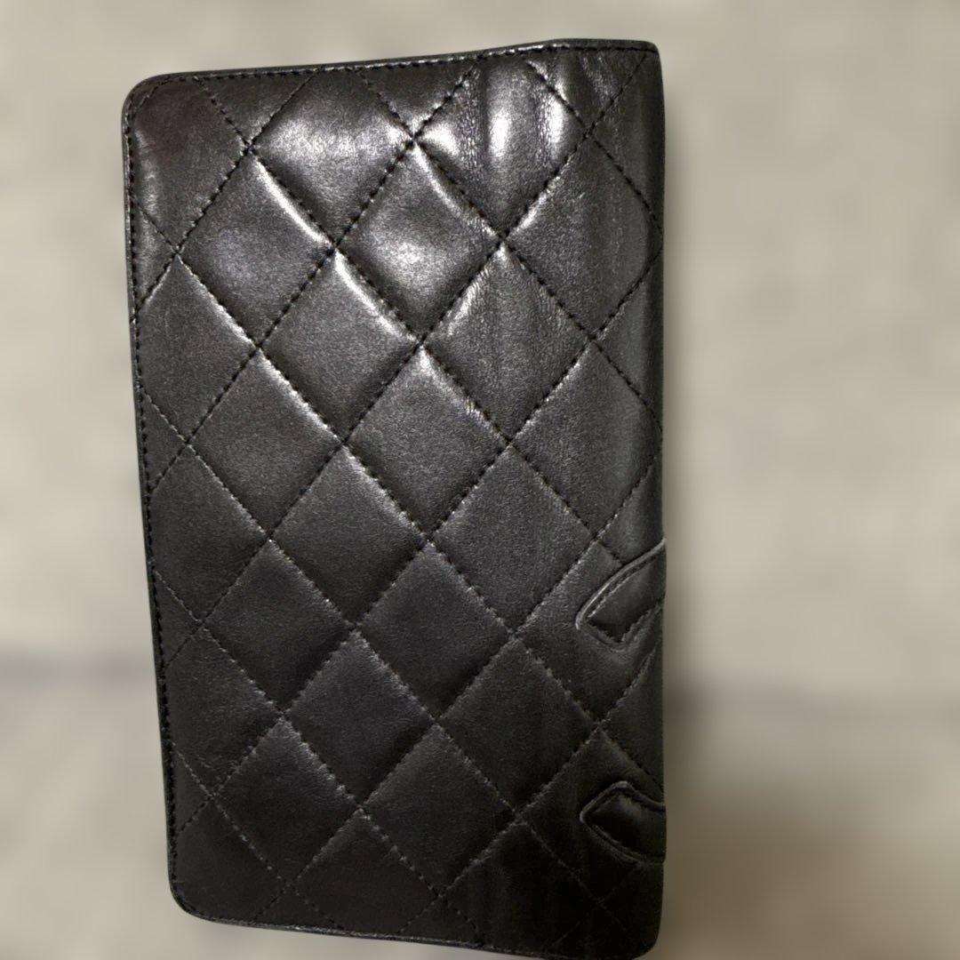 CHANEL カンボンライン　ブラック&ピンク　長財布