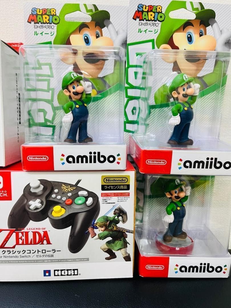 新品　Switchコントローラー×3種 amiibo アミーボ　ルイージ×3