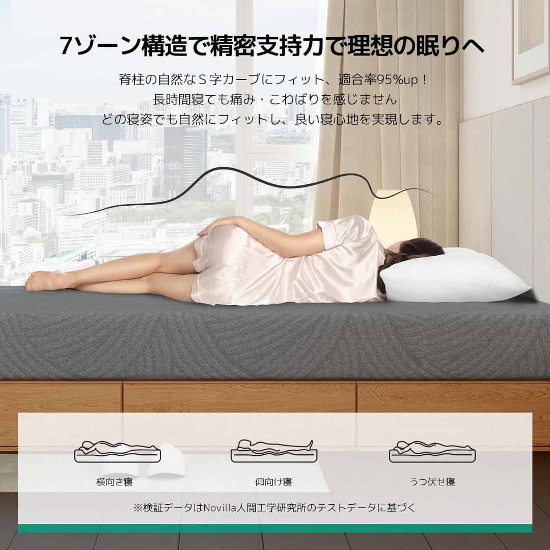 マットレス セミダブル　厚さ21cm 緑茶成分 3層構造竹炭入り