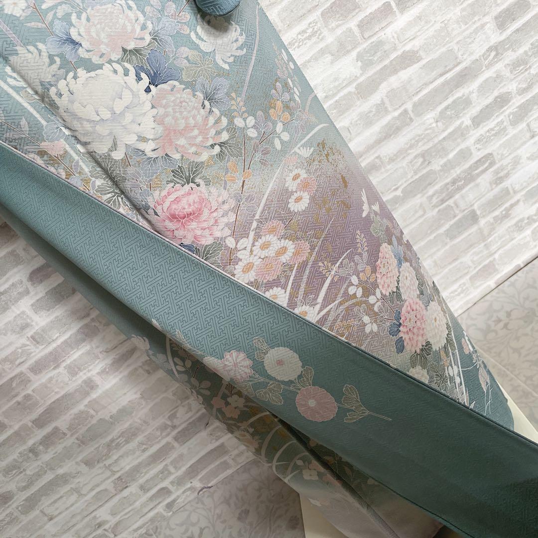 訪問着　フルセット　友禅　紗綾形地紋　金彩加工　鮮やか　入学式　卒業式　L2