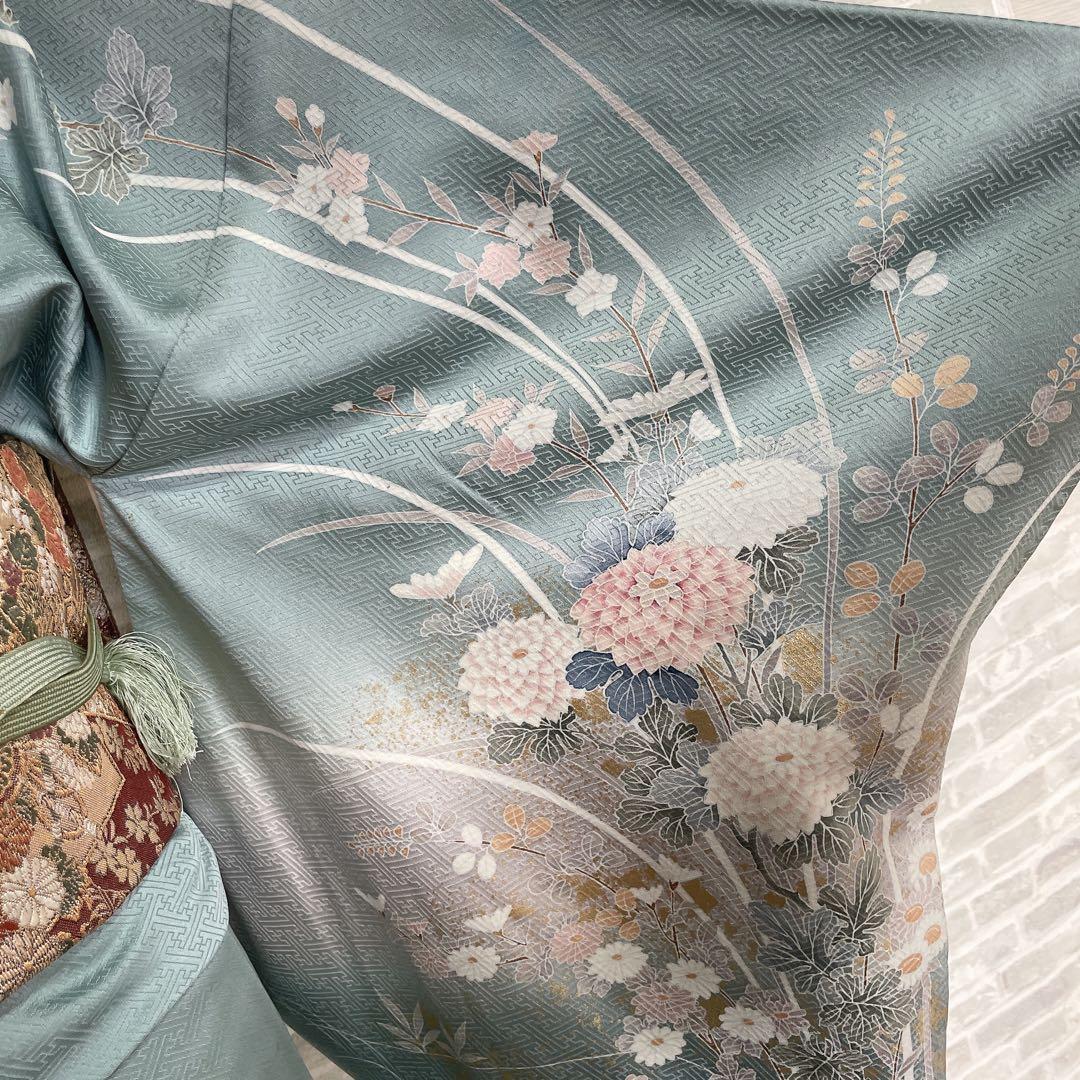 訪問着　フルセット　友禅　紗綾形地紋　金彩加工　鮮やか　入学式　卒業式　L2