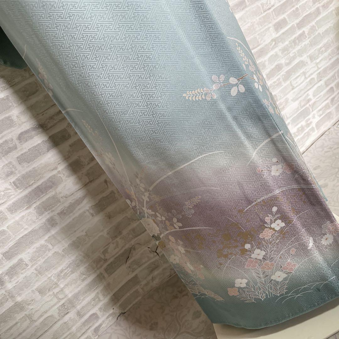 訪問着　フルセット　友禅　紗綾形地紋　金彩加工　鮮やか　入学式　卒業式　L2