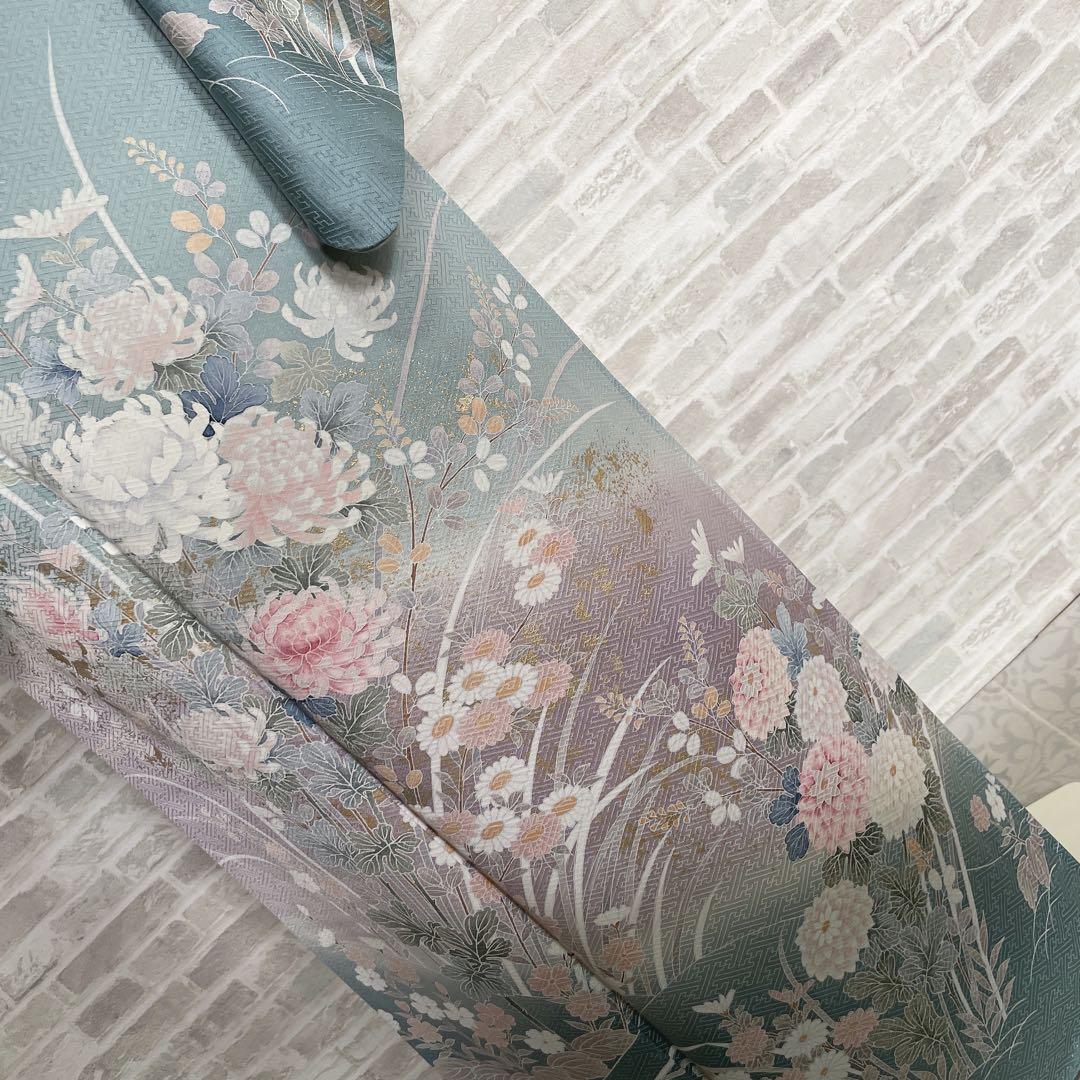 訪問着　フルセット　友禅　紗綾形地紋　金彩加工　鮮やか　入学式　卒業式　L2