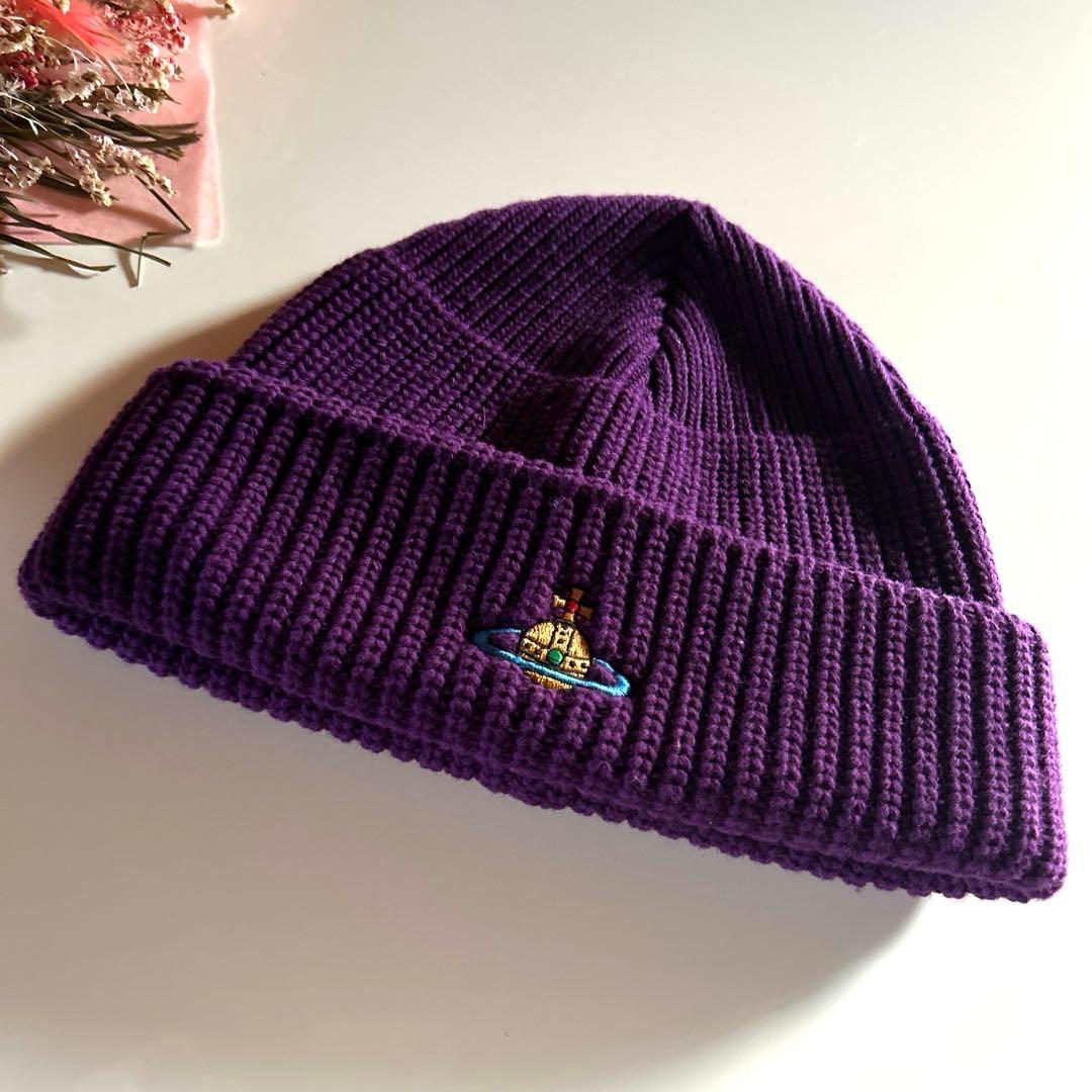 ビビアン　ニット帽　パープル