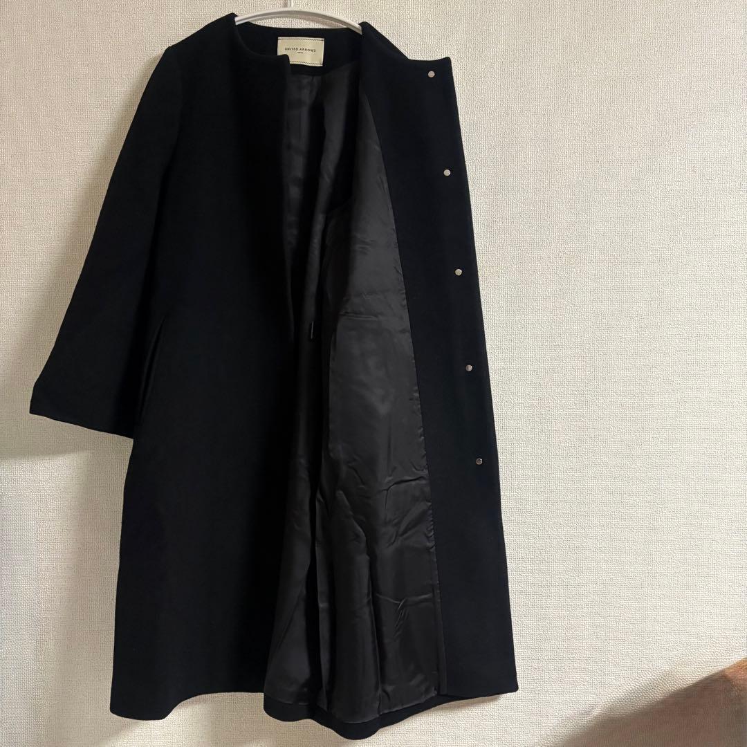 極美品✨ユナイテッドアローズ ブラック カシミヤ混 ロングコート