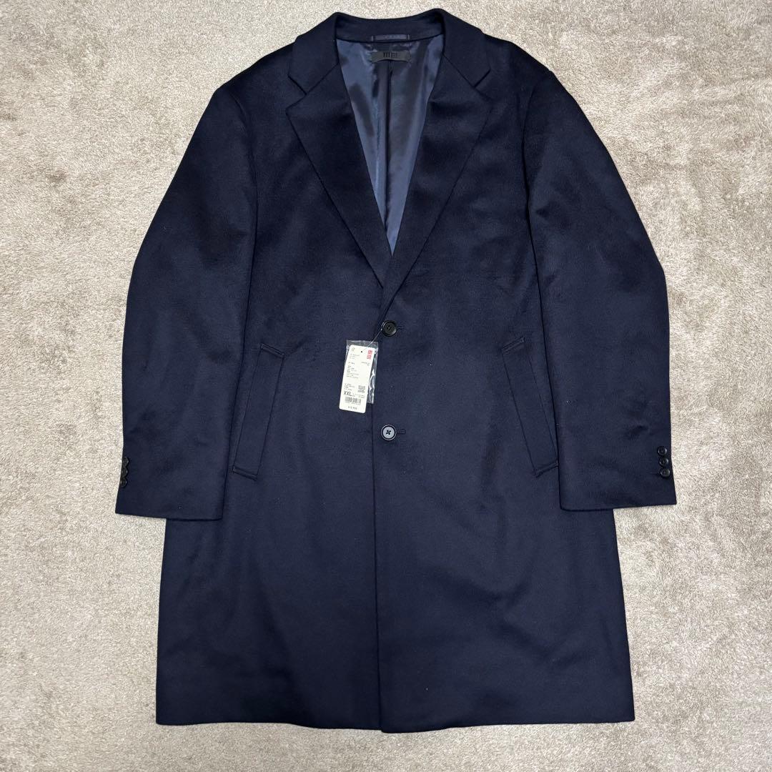 【新品未使用】ユニクロ　カシミヤチェスターコート　ネイビー　XXL
