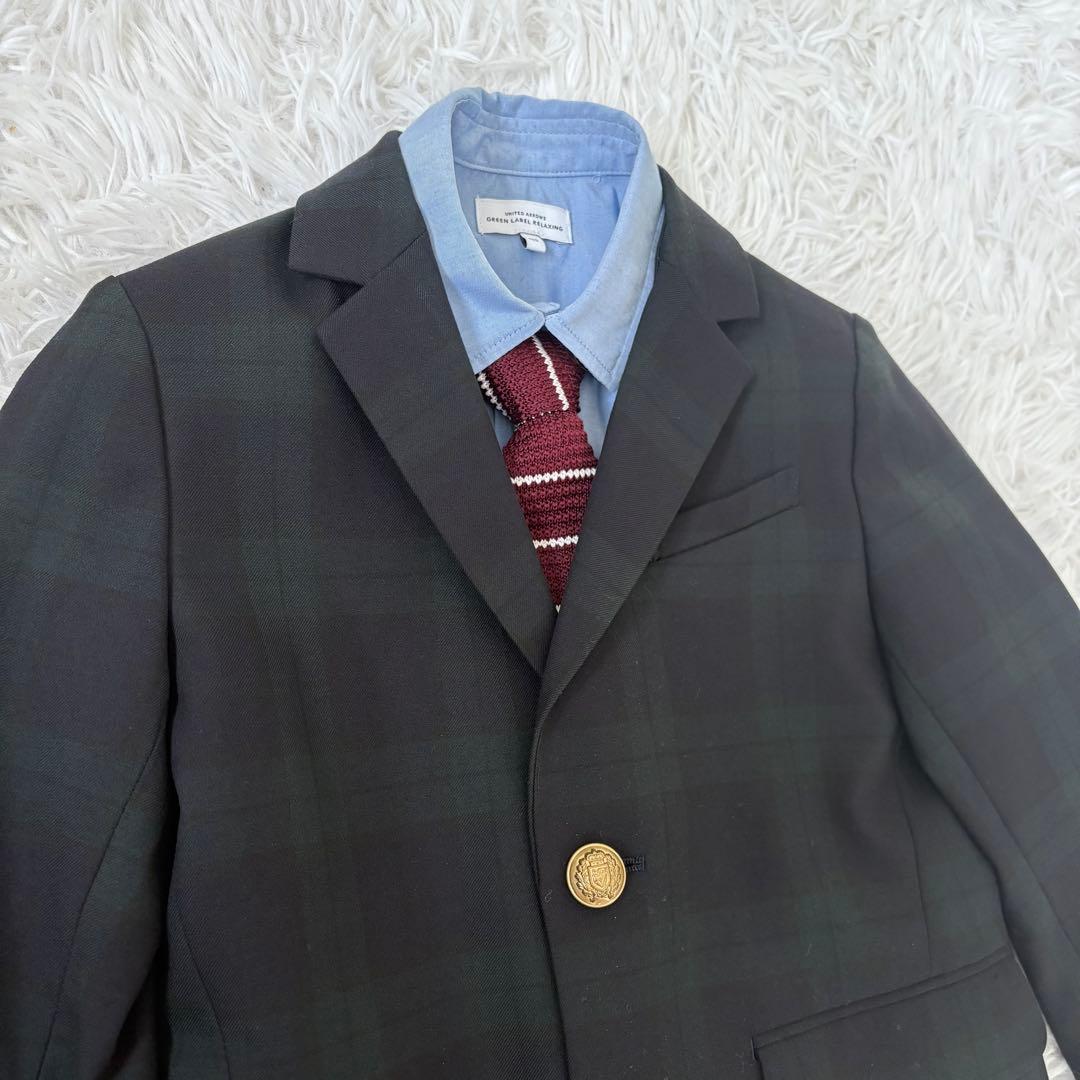 グリーンレーベルリラクシング　グリーンチェックフォーマルスーツ4点セット125