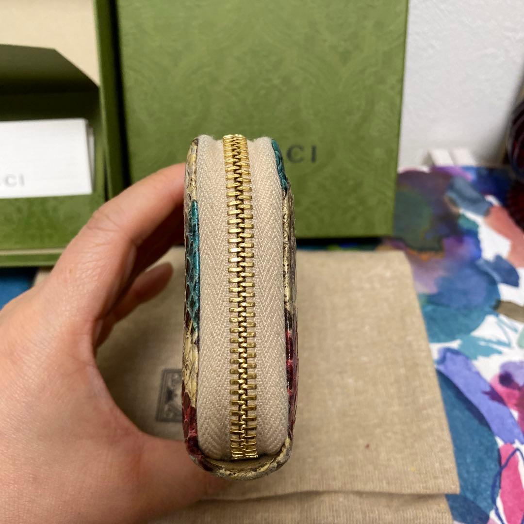 GUCCI パイソン　ミニ財布　L字ファスナー