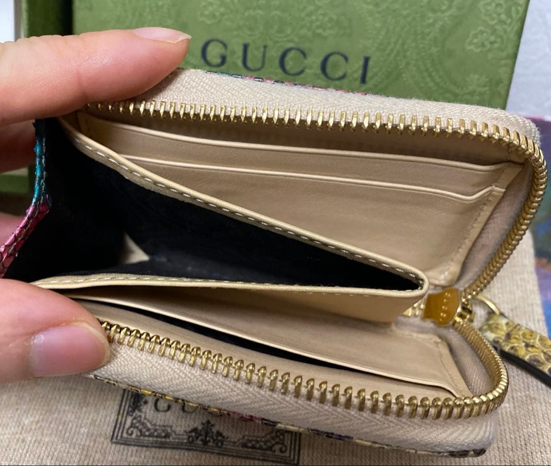 GUCCI パイソン　ミニ財布　L字ファスナー