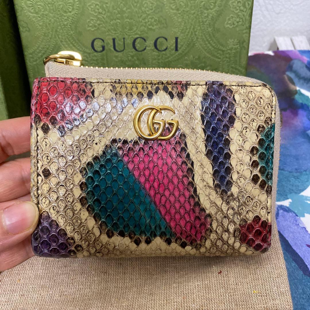 GUCCI パイソン　ミニ財布　L字ファスナー