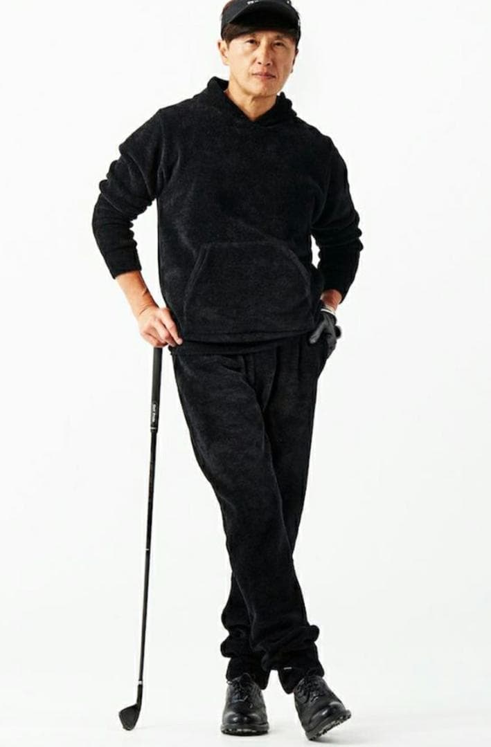 L【未使用】1PIU1UGUALE3 GOLF×戸賀敬城 シャギーリブパンツBK