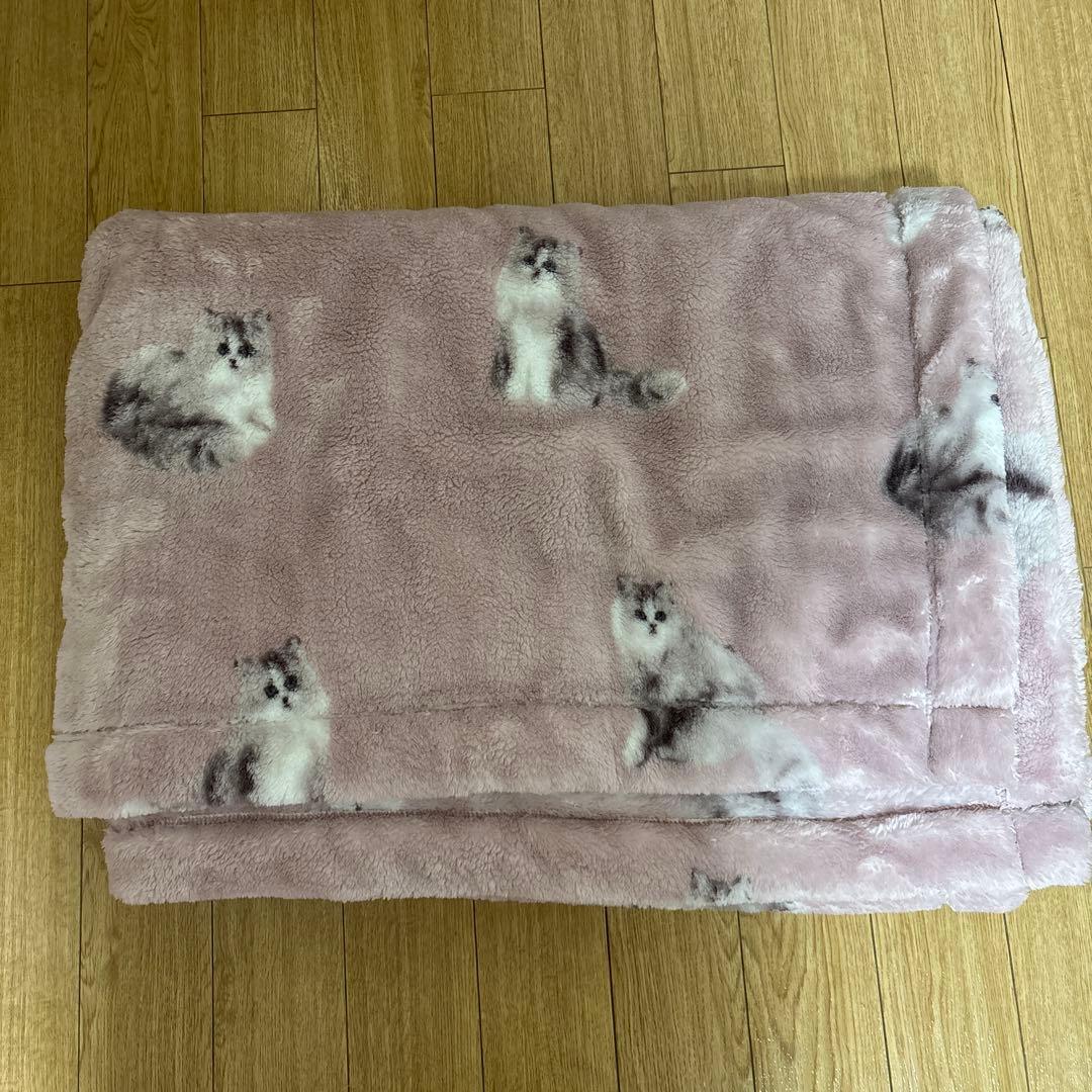 ジェラートピケ　猫プリント ブランケット