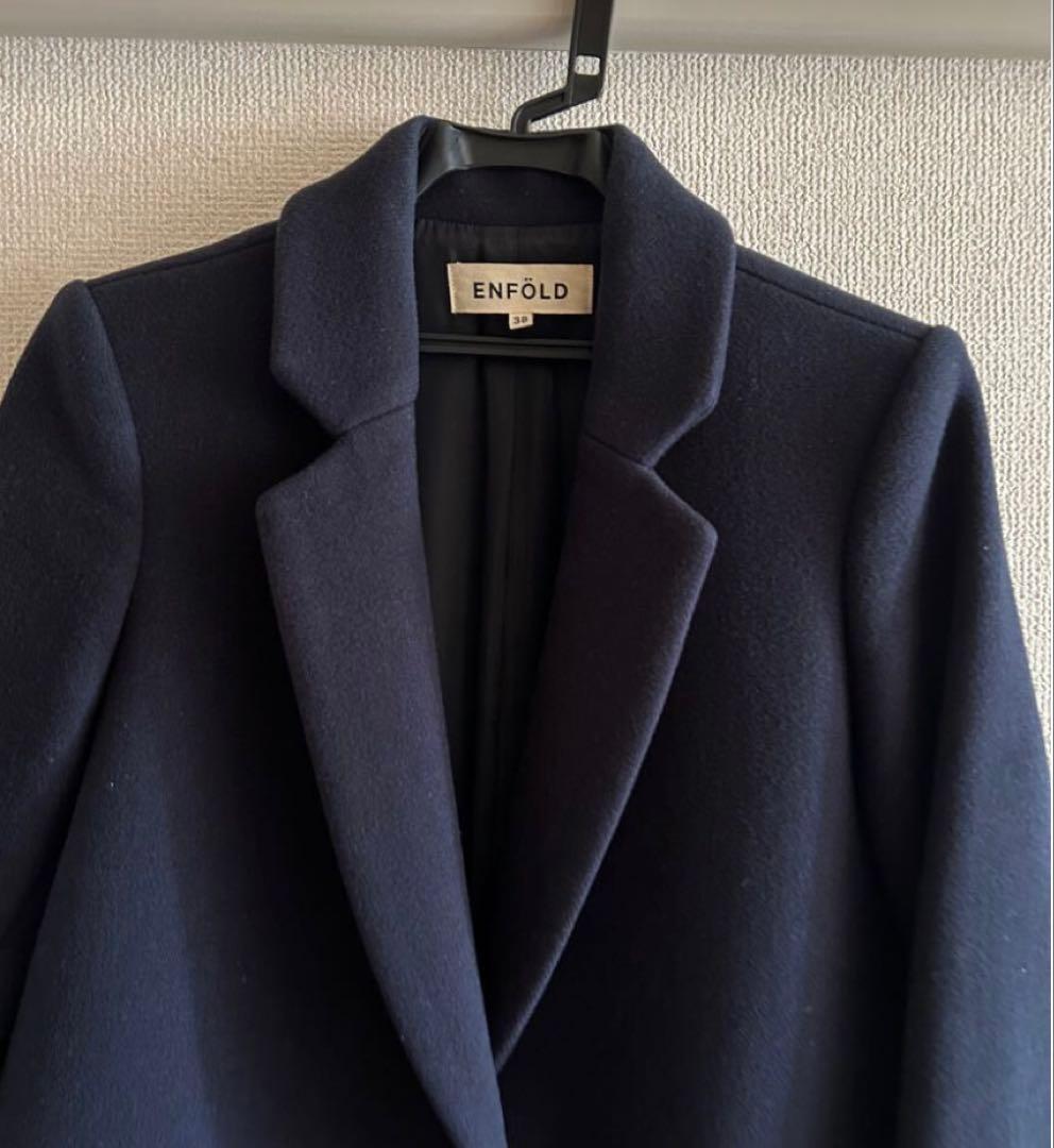 エンフォルド ENFOLD 38 コート ネイビー M レディース 濃紺