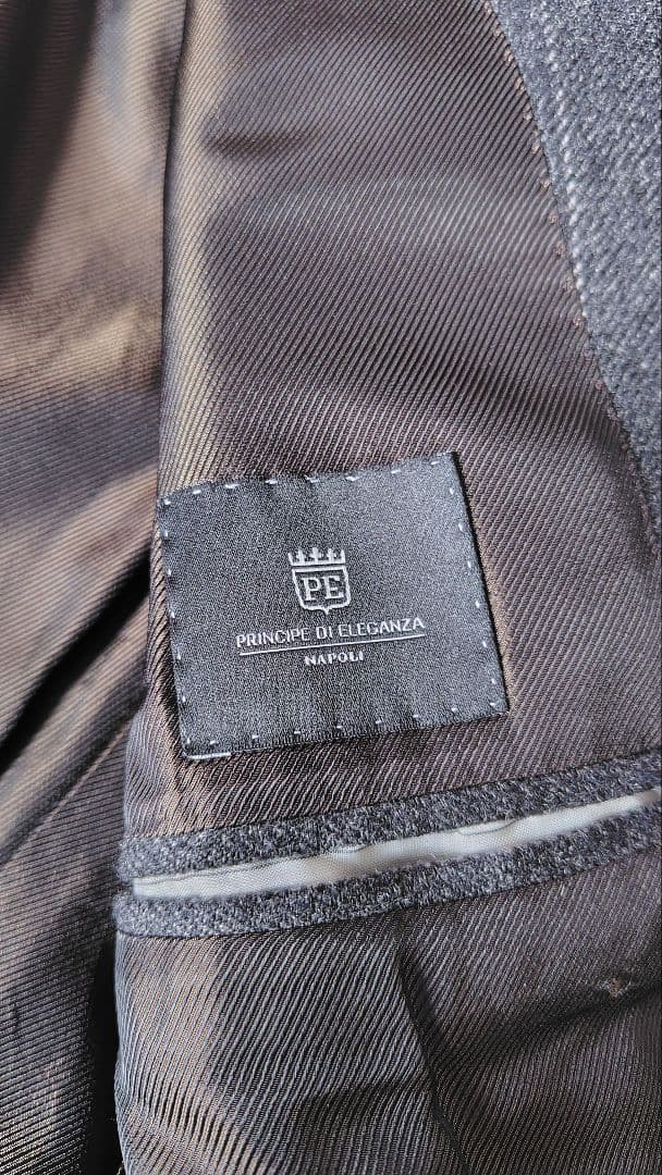 ZERBINOイタリアナポリ製グレー ストライプダブルベストスリーピース スーツ