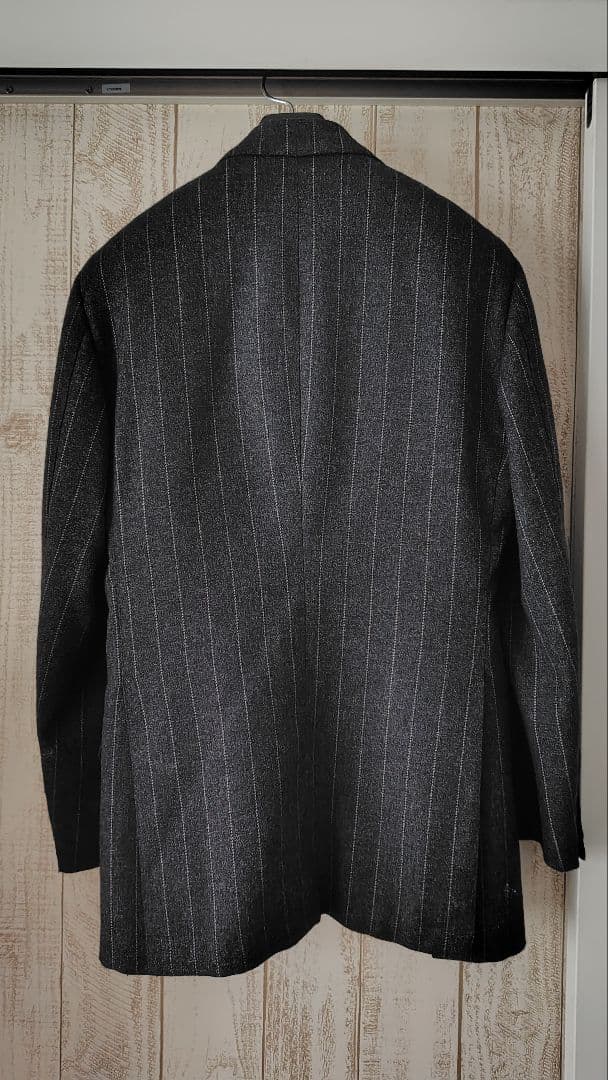 ZERBINOイタリアナポリ製グレー ストライプダブルベストスリーピース スーツ