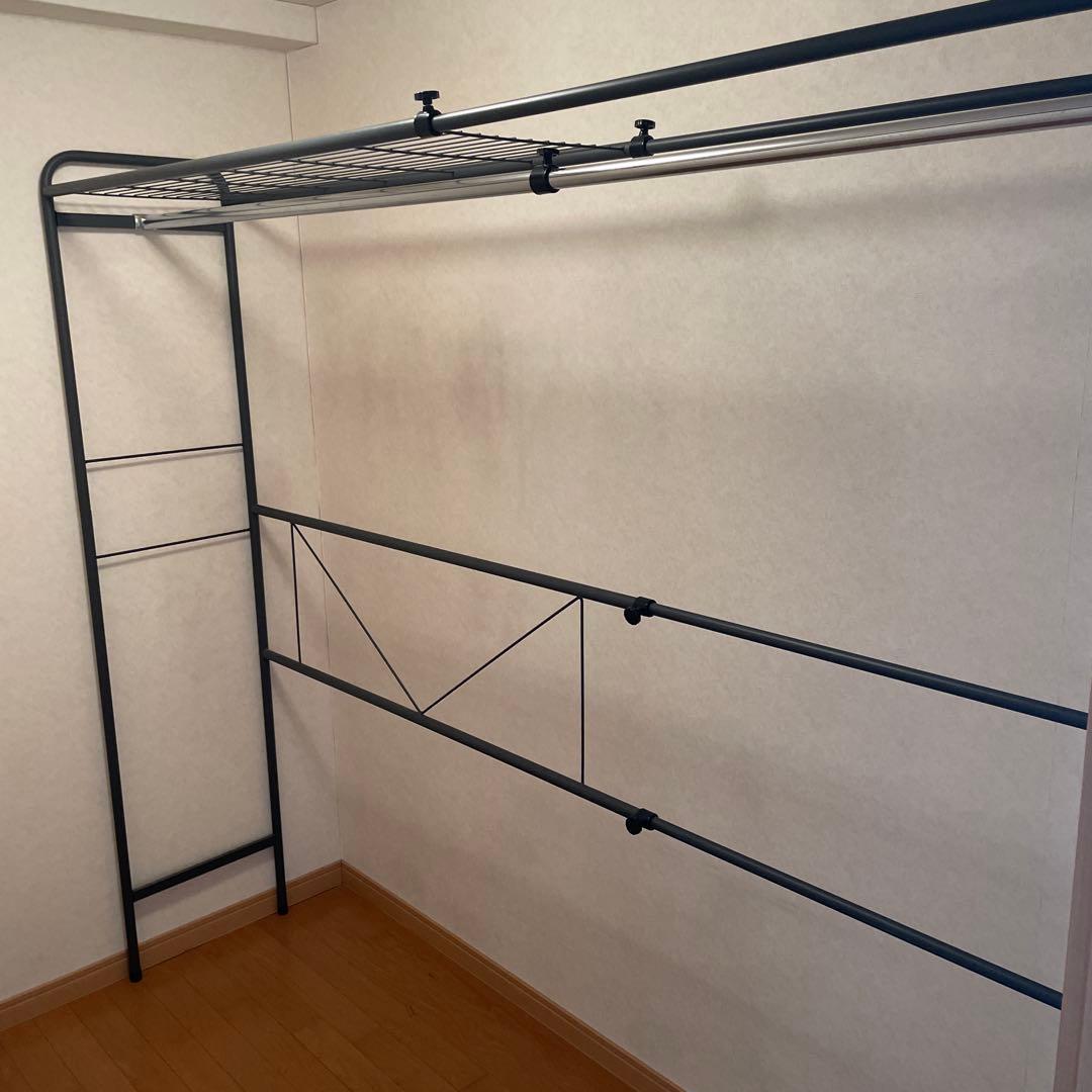 送料込　スチール製　パイプハンガー　ラック 上棚付き　大型