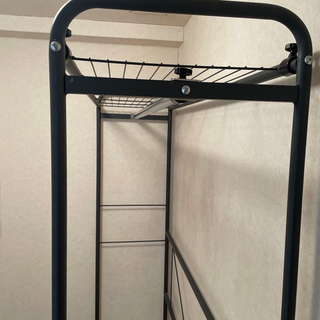 送料込　スチール製　パイプハンガー　ラック 上棚付き　大型