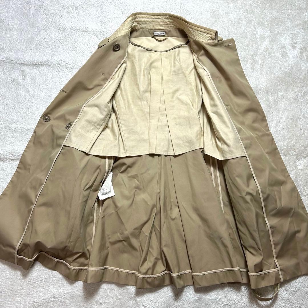 Miu Miu フリルトレンチコート　ベージュ　M ベルト