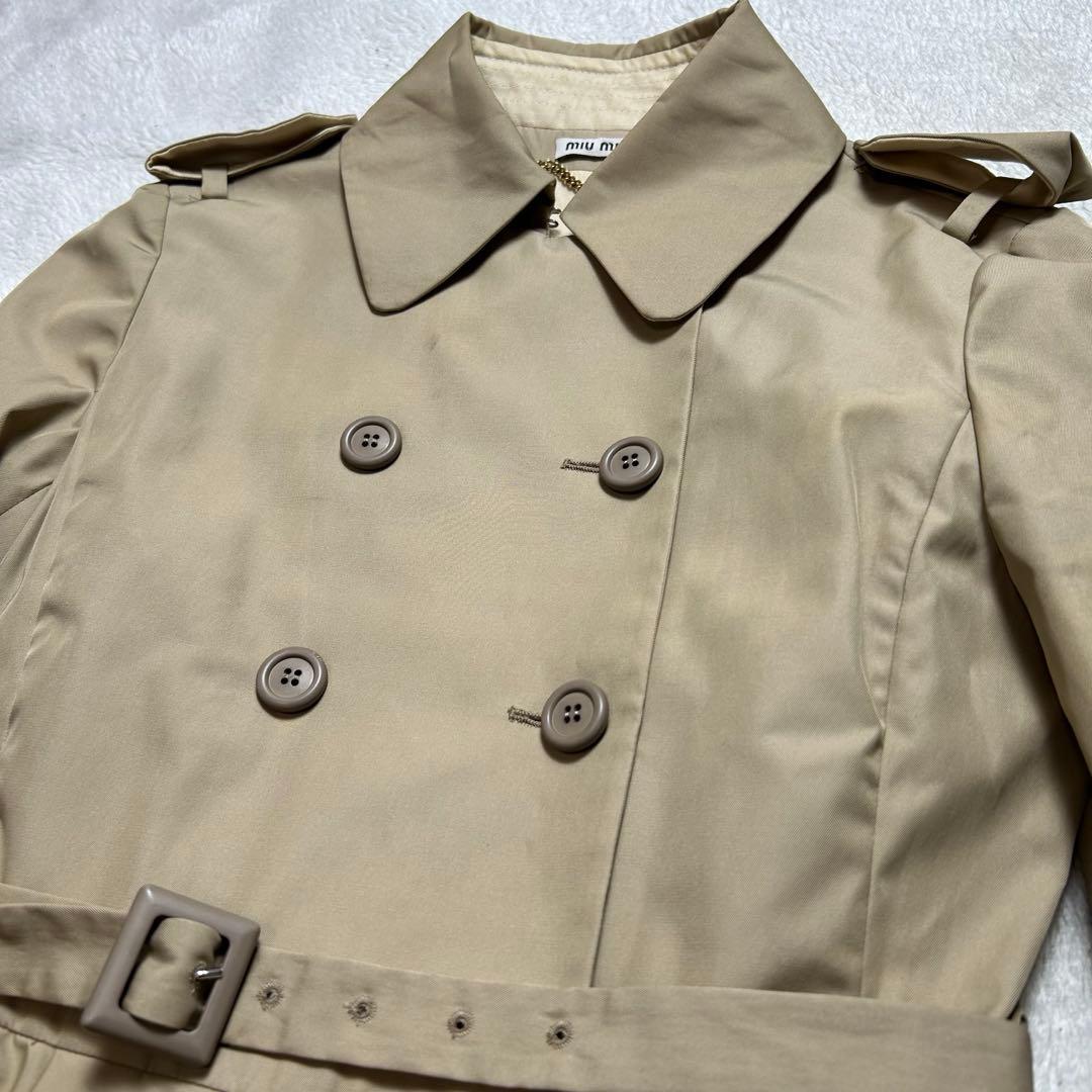 Miu Miu フリルトレンチコート　ベージュ　M ベルト