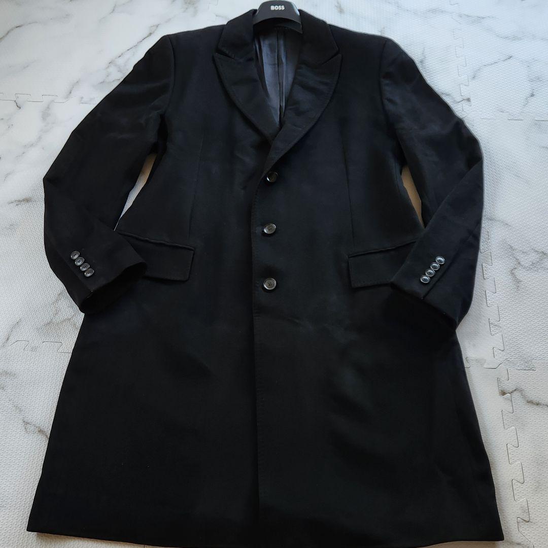 幻のXXXXL✨HUGO BOSS チェスターコート コロンボ カシミヤ 黒