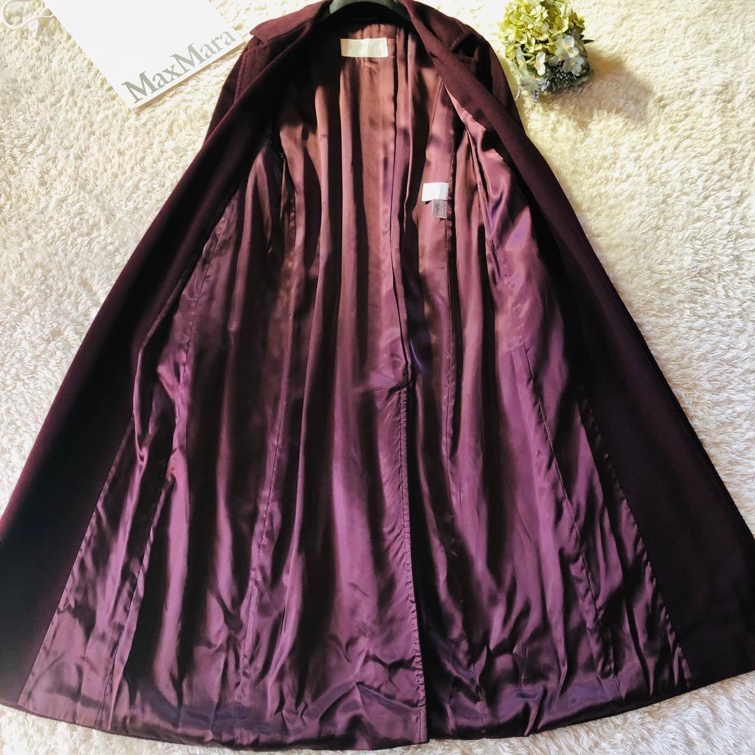 42大きめ✨希少色 極美品 マックスマーラ ベルテッドコート アルパカ ワイン