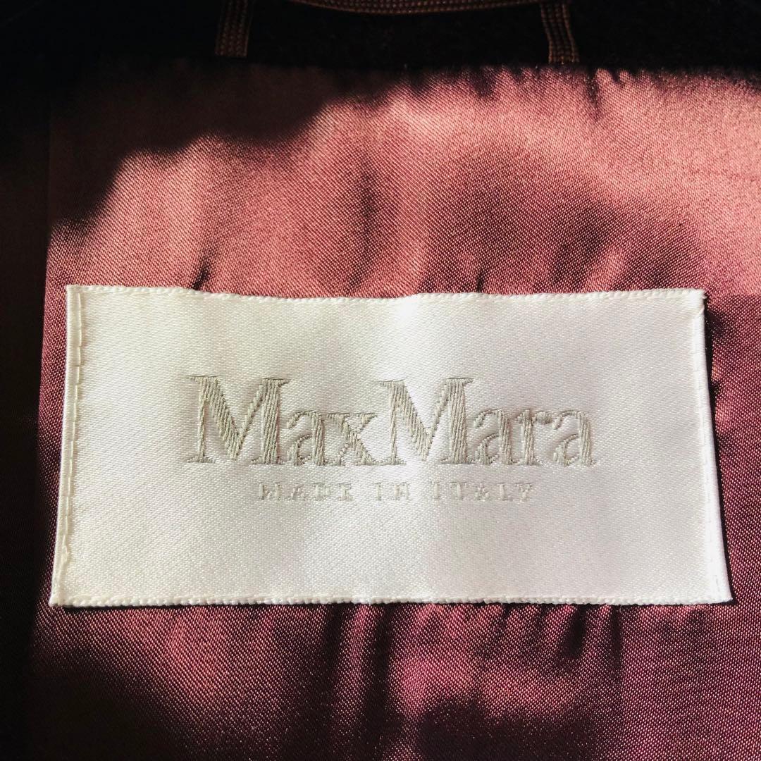 42大きめ✨希少色 極美品 マックスマーラ ベルテッドコート アルパカ ワイン