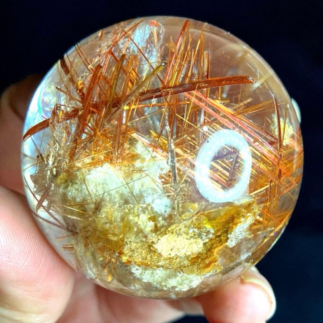 TAKU　50mm ゴールドタイチンルチルクォーツ　丸玉　スフィア