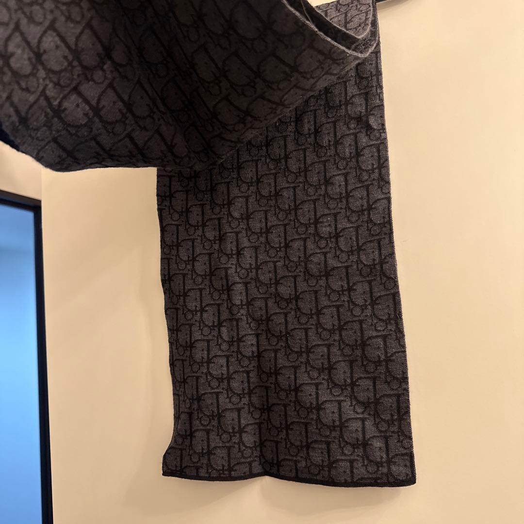 Dior ロゴパターン マフラー 100%ウール グレー