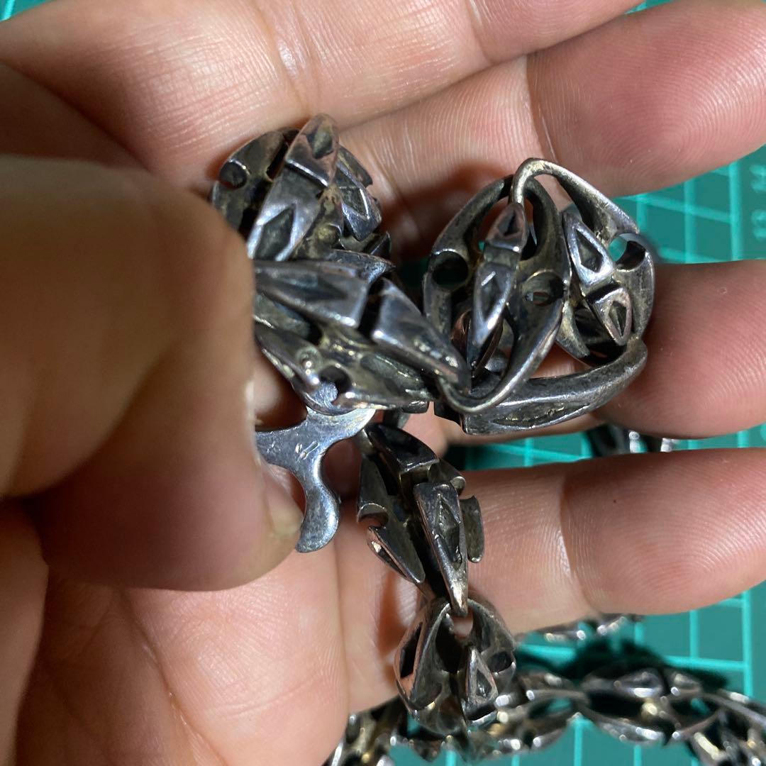 925 ウォレットチェーン　フックターコイズスタンプ柄