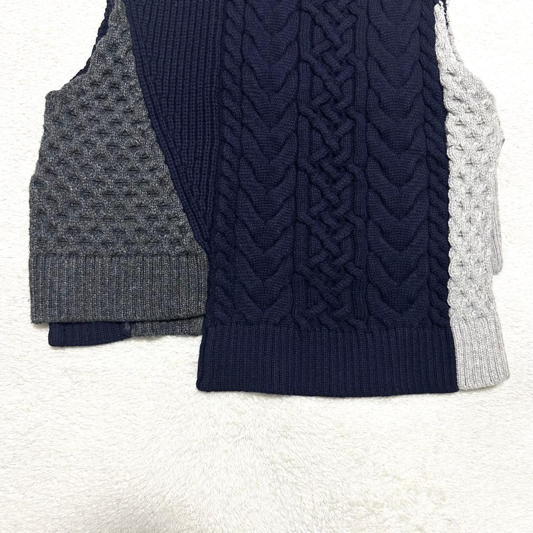 nagonstans アシンメトリー ケーブル ニット ベスト M ネイビー