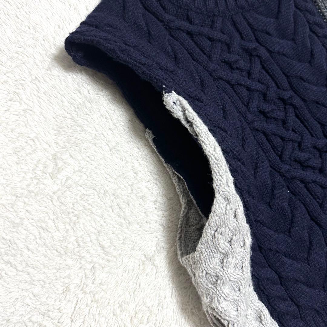 nagonstans アシンメトリー ケーブル ニット ベスト M ネイビー