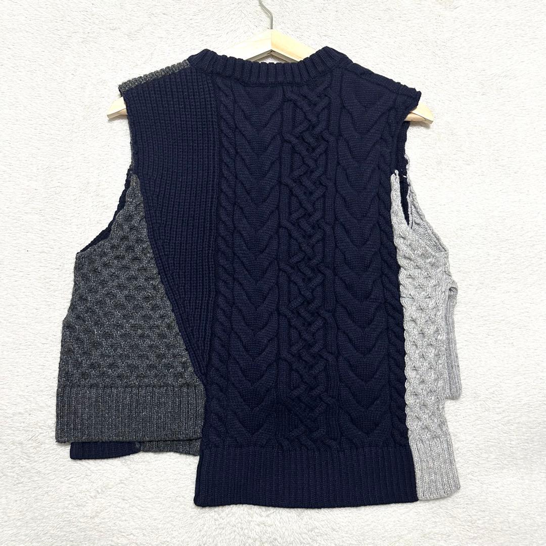 nagonstans アシンメトリー ケーブル ニット ベスト M ネイビー