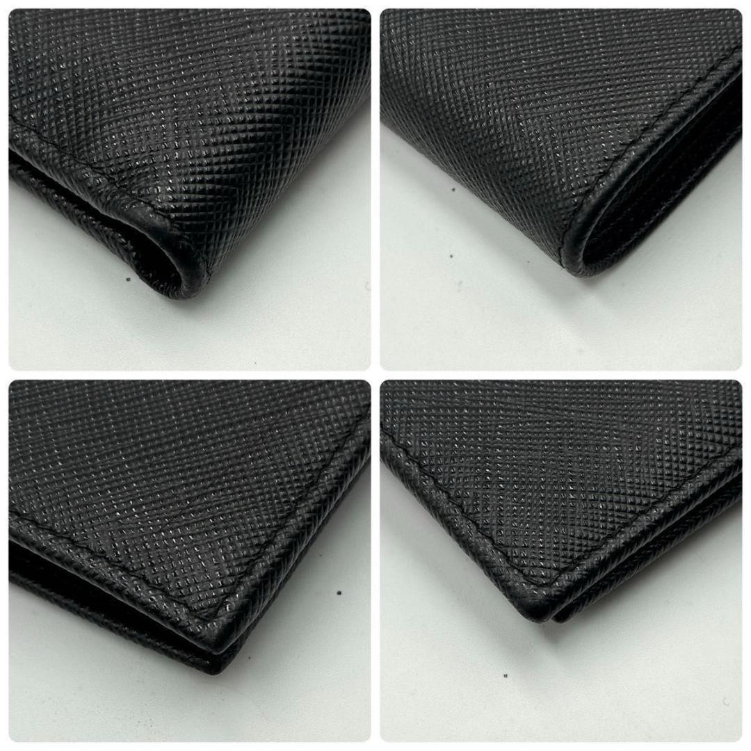 YYY　プラダ 折り財布 サフィアーノ 三角ロゴ 黒 付属品有