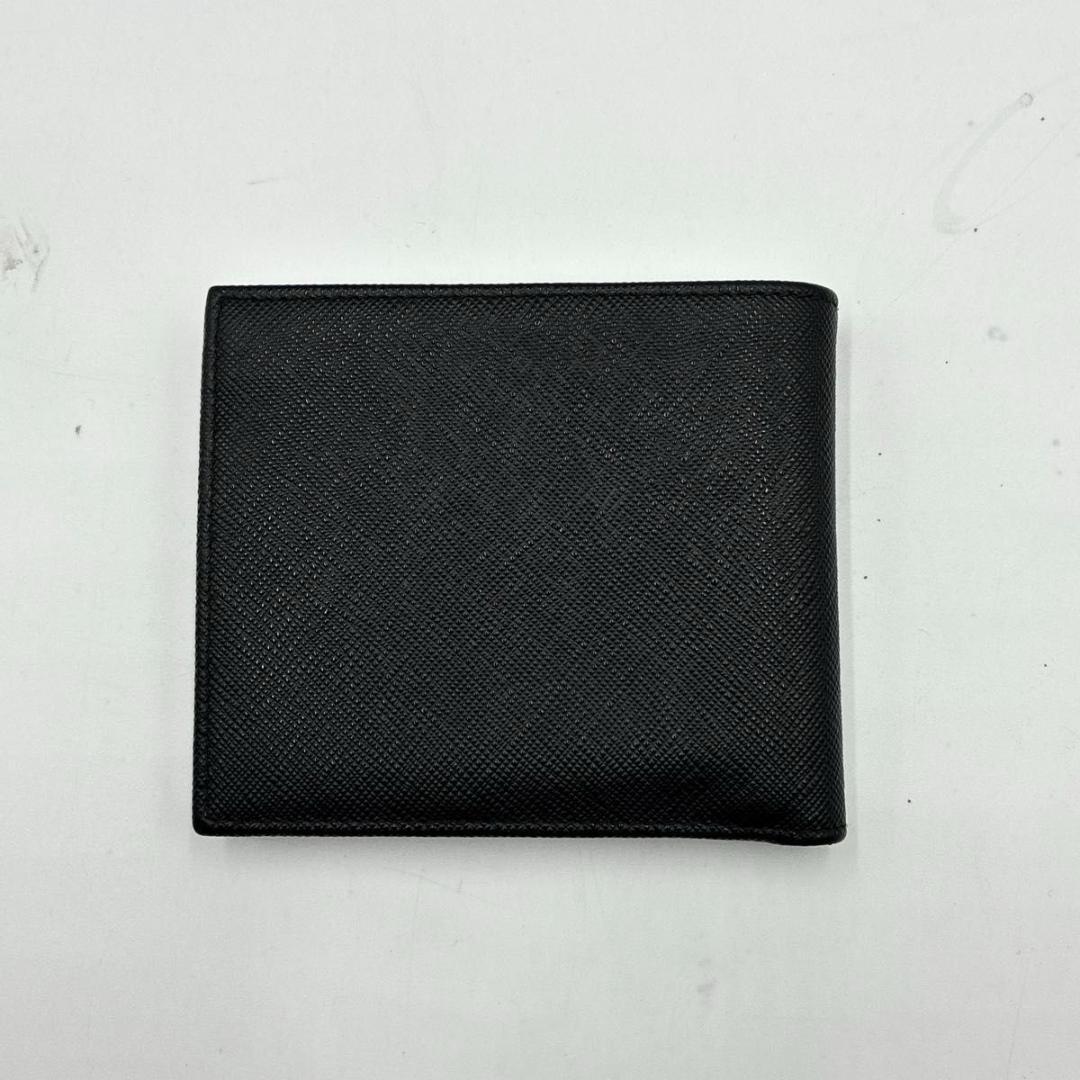YYY　プラダ 折り財布 サフィアーノ 三角ロゴ 黒 付属品有