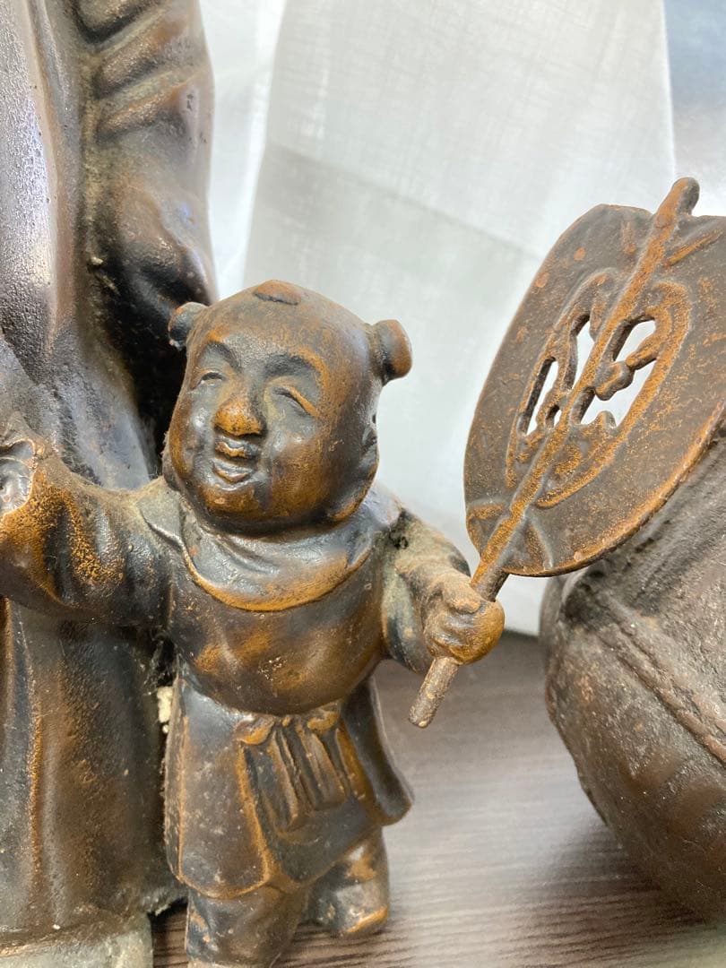 置物　布袋様　親子　金属製　招福　開運　和　日本