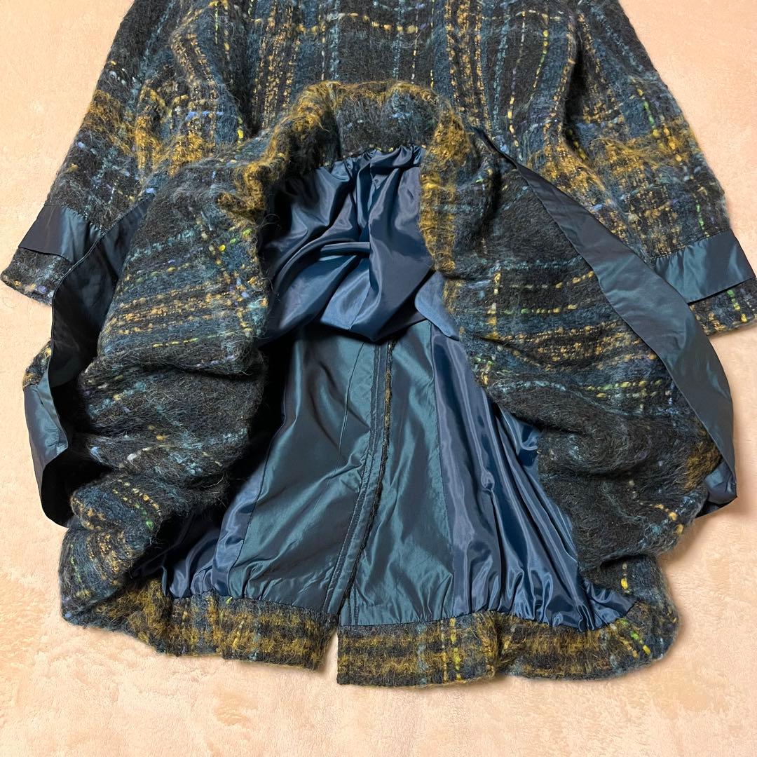 美品✨エイココンドウ　42 ウール　チェック　異素材　コート
