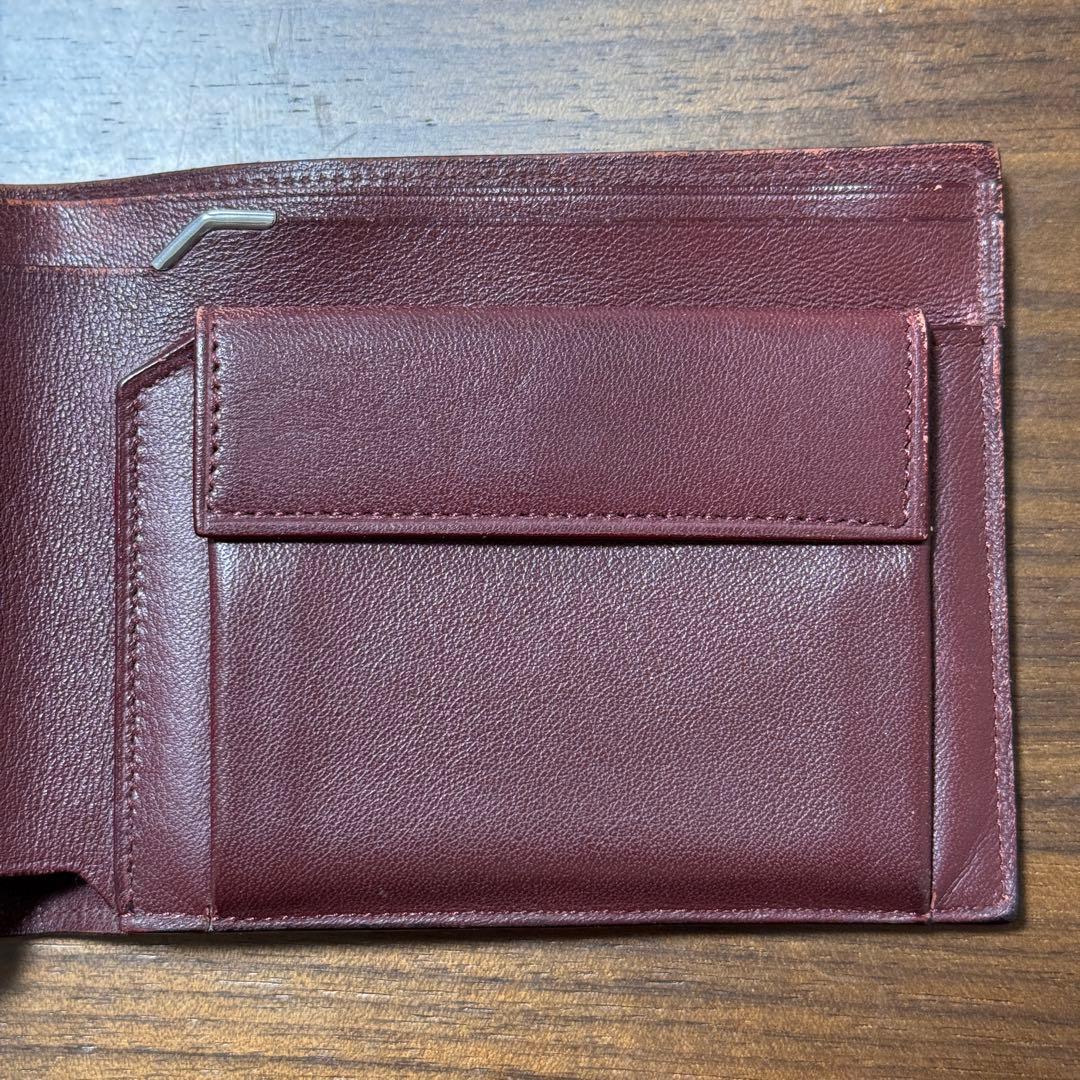 Cartier カルティエ 二つ折り財布 メンズ 黒 レザー カボションライン