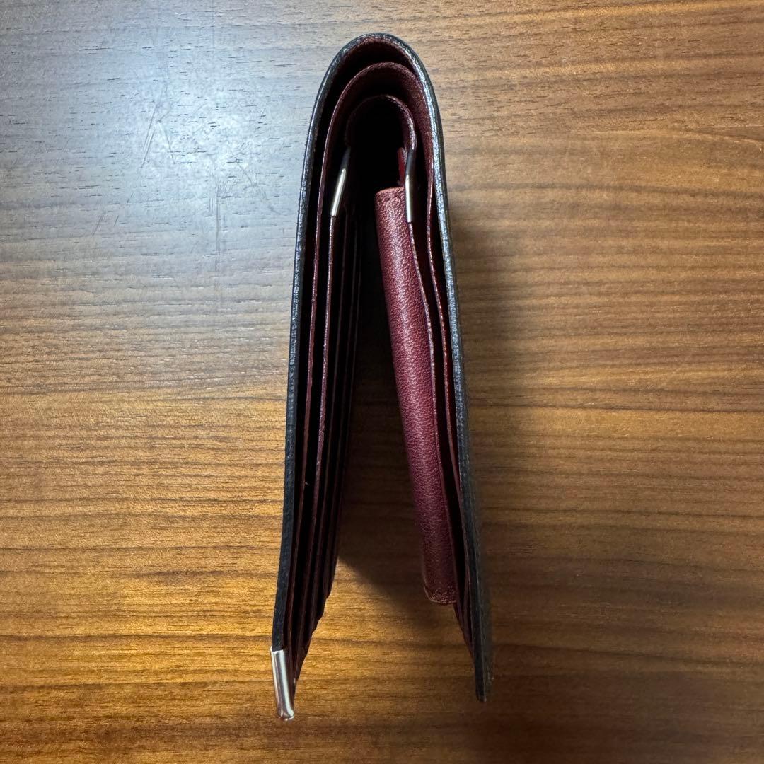 Cartier カルティエ 二つ折り財布 メンズ 黒 レザー カボションライン