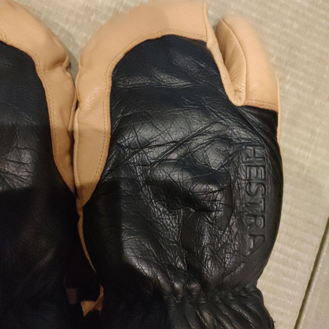 Hestra 3フィンガーグローブ 黒/ベージュ サイズ10