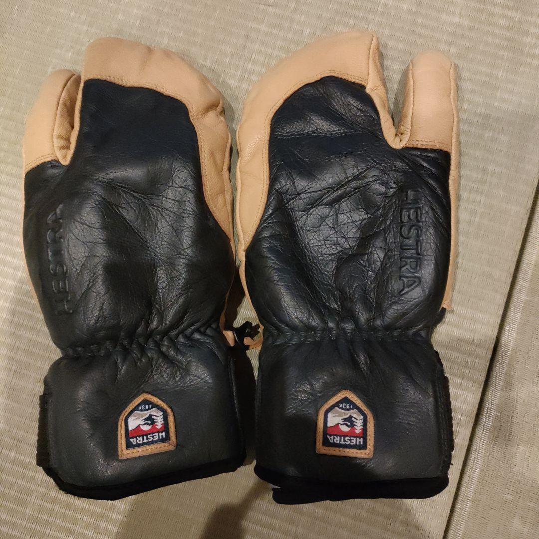 Hestra 3フィンガーグローブ 黒/ベージュ サイズ10