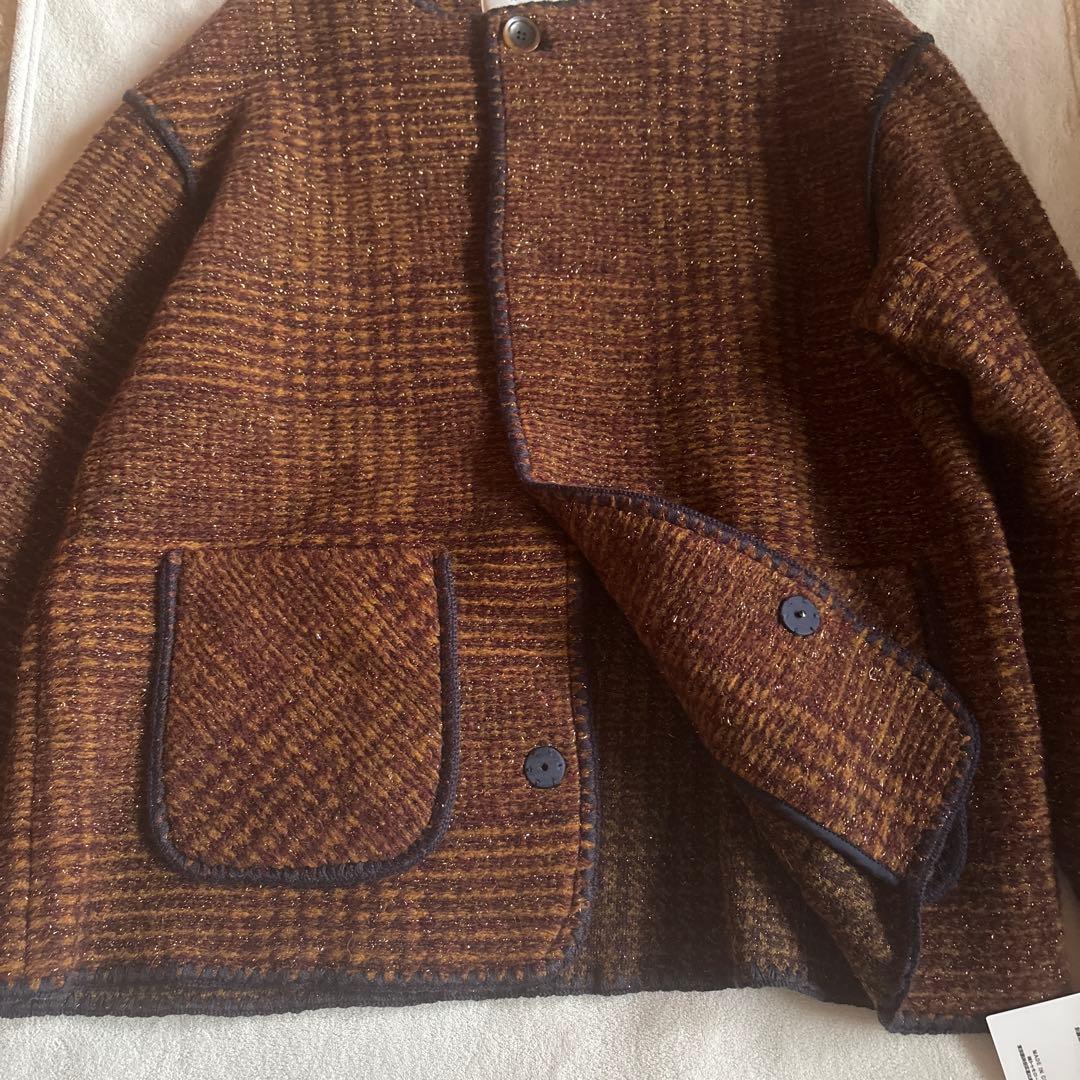 タグ付き　MACPHEE チェックスパーク　ノーカラージャケット　36