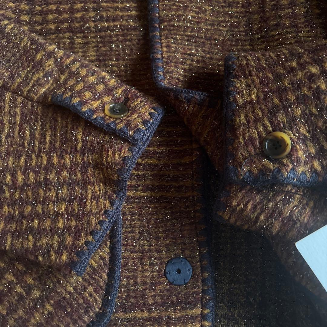 タグ付き　MACPHEE チェックスパーク　ノーカラージャケット　36