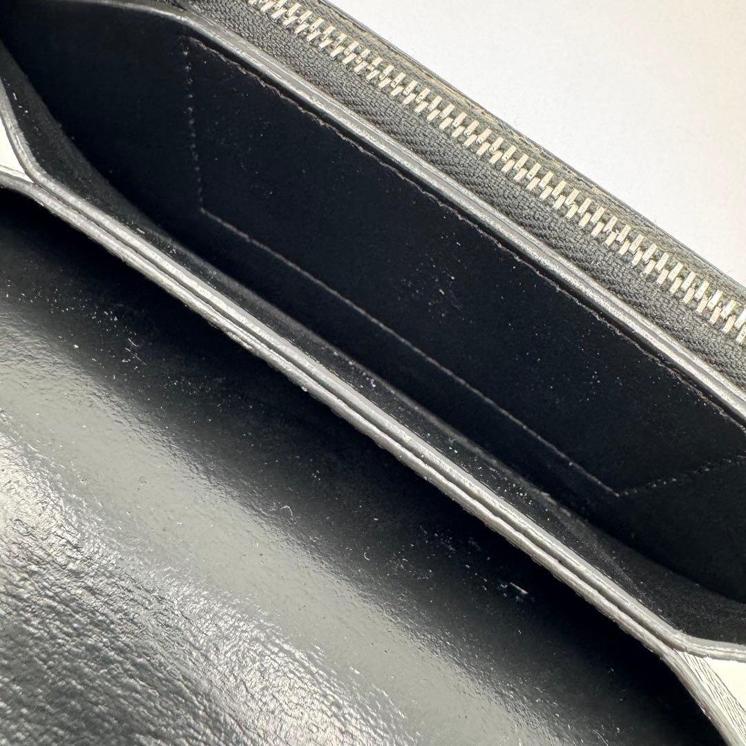 サンローラン トラッカー ウォレット チェーン レザー クロコ型押し 財布 黒