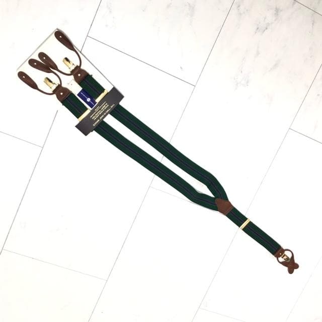 新品未使用★アルバートサーストン サスペンダー クラシック 6ボタン留め 濃い緑